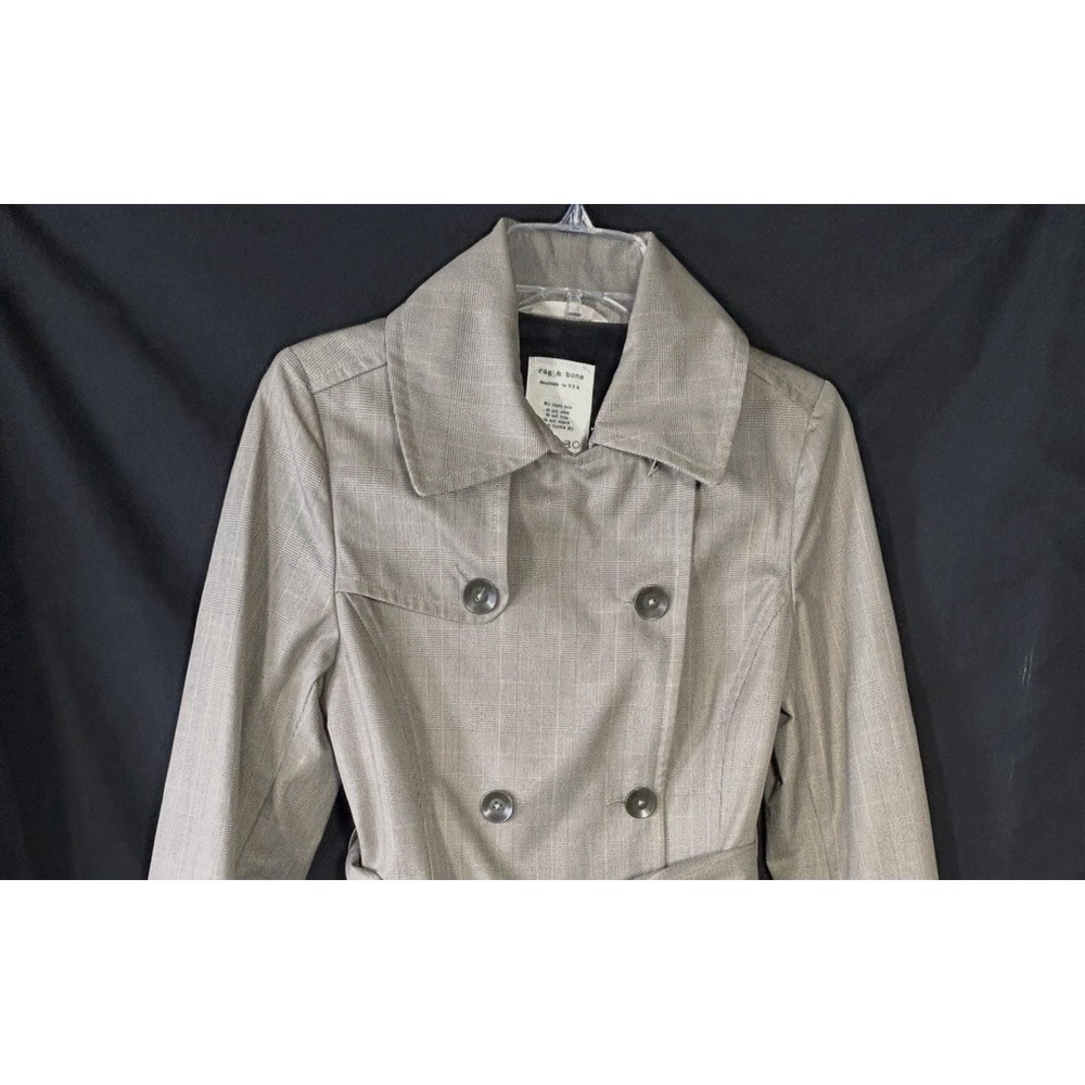 Rag & Bone Double Breasted Plaid Trench‎ Coat Women's 6 Classic